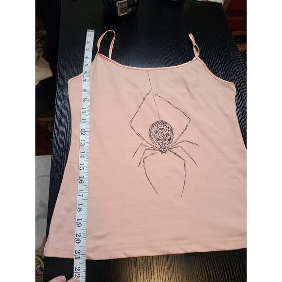 Reworked tank top with hand drawn gothic spider art - Picture 5 of 8